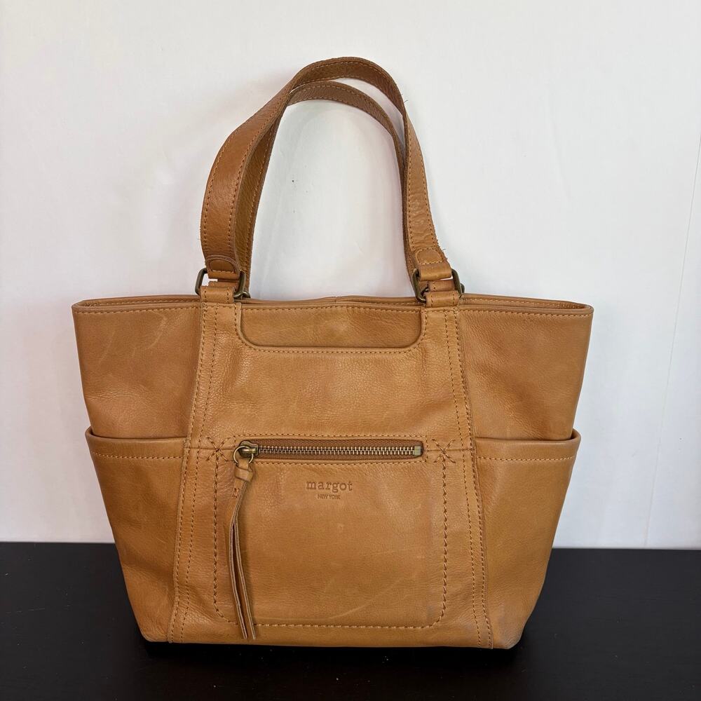Margot New York Tan Light Brown Soft Leather Should Tote Bag Purse